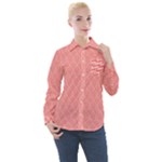 A Red And White Background With A Pattern Women s Long Sleeve Pocket Shirt