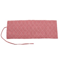 A Red And White Background With A Pattern Roll Up Canvas Pencil Holder (S) from ArtsNow.com