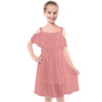 A Red And White Background With A Pattern Kids  Cut Out Shoulders Chiffon Dress