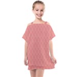 A Red And White Background With A Pattern Kids  One Piece Chiffon Dress