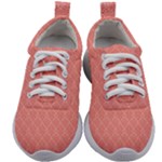 A Red And White Background With A Pattern Kids Athletic Shoes