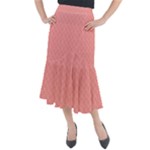 A Red And White Background With A Pattern Midi Mermaid Skirt