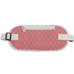 A Red And White Background With A Pattern Rounded Waist Pouch