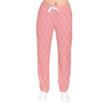 A Red And White Background With A Pattern Women Velvet Drawstring Pants