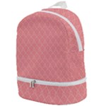 A Red And White Background With A Pattern Zip Bottom Backpack