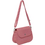 A Red And White Background With A Pattern Saddle Handbag