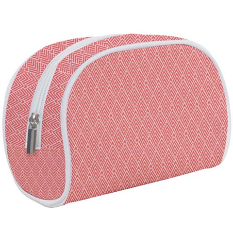 A Red And White Background With A Pattern Make Up Case (Large) from ArtsNow.com