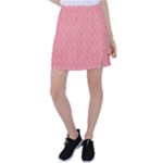 A Red And White Background With A Pattern Tennis Skirt