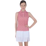 A Red And White Background With A Pattern Women s Sleeveless Polo T-Shirt