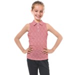 A Red And White Background With A Pattern Kids  Sleeveless Polo T-Shirt