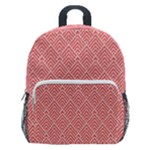 A Red And White Background With A Pattern Kids  Age 5-10 Lightweight School Backpack with Side Pockets