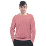 A Red And White Background With A Pattern Men s Long Sleeve Raglan T-Shirt