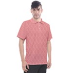 A Red And White Background With A Pattern Men s Polo T-Shirt