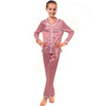 A Red And White Background With A Pattern Kids  Satin Long Sleeve Pajamas Set