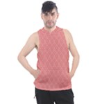 A Red And White Background With A Pattern Men s Sleeveless Hoodie