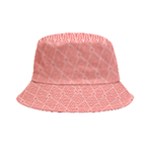 A Red And White Background With A Pattern Bucket Hat