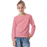 A Red And White Background With A Pattern Kids  Long Sleeve T-Shirt with Frill 