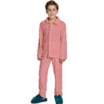 A Red And White Background With A Pattern Kids  Long Sleeve Velvet Pajamas Set