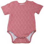 A Red And White Background With A Pattern Baby Short Sleeve Bodysuit