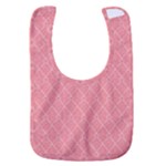 A Red And White Background With A Pattern Baby Bib