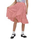 A Red And White Background With A Pattern Kids  Ruffle Flared Wrap Midi Skirt