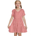 A Red And White Background With A Pattern Kids  Short Sleeve Tiered Mini Dress