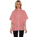 A Red And White Background With A Pattern Women s Batwing Button Up Shirt