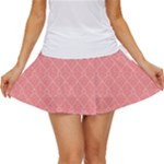 A Red And White Background With A Pattern Women s Skort