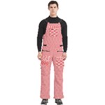 A Red And White Background With A Pattern Men s Side Zip Front Pouch Ski And Snowboard Bib Pants	