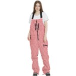 A Red And White Background With A Pattern Women s Front Zip Ski And Snowboard Bib Pants