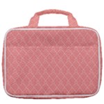 A Red And White Background With A Pattern Travel Toiletry Bag With Hanging Hook