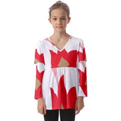 Kids  V Neck Casual Top 