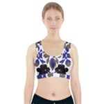 A Design Of A Blue And Black Flower Sports Bra With Pocket