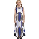 A Design Of A Blue And Black Flower Kids  Satin Sleeveless Maxi Dress