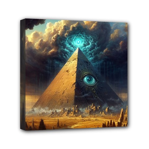 Mystic Blue Pyramid Art Mini Canvas 6  x 6  (Stretched) from ArtsNow.com