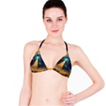 Mystic Blue Pyramid Art Classic Bikini Top