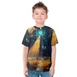 Mystic Blue Pyramid Art Kids  Cotton T-Shirt