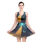 Mystic Blue Pyramid Art Reversible Skater Dress