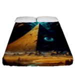 Mystic Blue Pyramid Art Fitted Sheet (Queen Size)