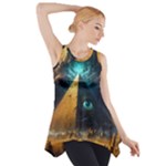 Mystic Blue Pyramid Art Side Drop Tank Tunic