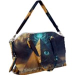 Mystic Blue Pyramid Art Canvas Crossbody Bag