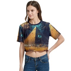 Women s Round Neck Short Sleeve Crop Top 