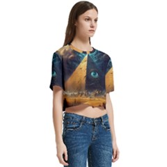 Women s Round Neck Short Sleeve Crop Top 