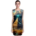 Mystic Blue Pyramid Art Classic Sleeveless Midi Dress