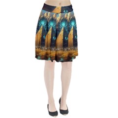 Mystic Blue Pyramid Art Pleated Skirt from ArtsNow.com