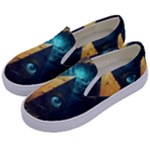 Mystic Blue Pyramid Art Kids  Canvas Slip Ons