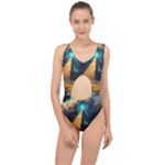 Mystic Blue Pyramid Art Center Cut Out Swimsuit