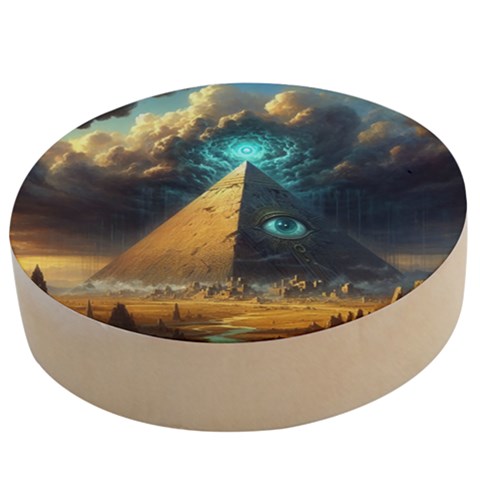 Mystic Blue Pyramid Art Wooden Bottle Opener (Round) from ArtsNow.com