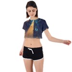 Mystic Blue Pyramid Art Tie Back Short Sleeve Crop T-Shirt