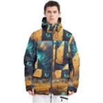 Mystic Blue Pyramid Art Men s Multi Pockets Zip Ski and Snowboard Waterproof Breathable Jacket